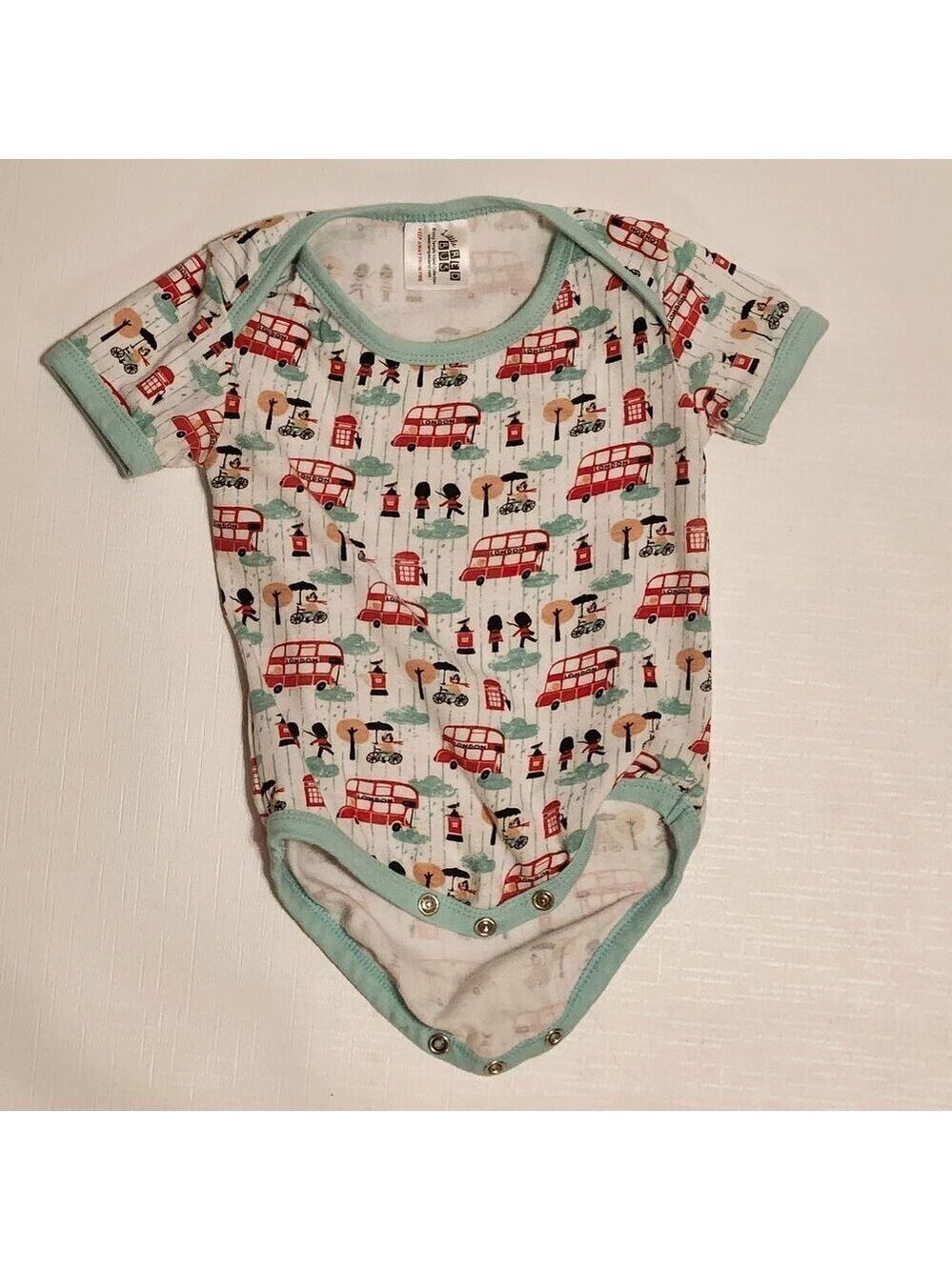 Little Red Bus TEMPLE ISLAND Collection LONDON Collection 6-12 Months Onesie